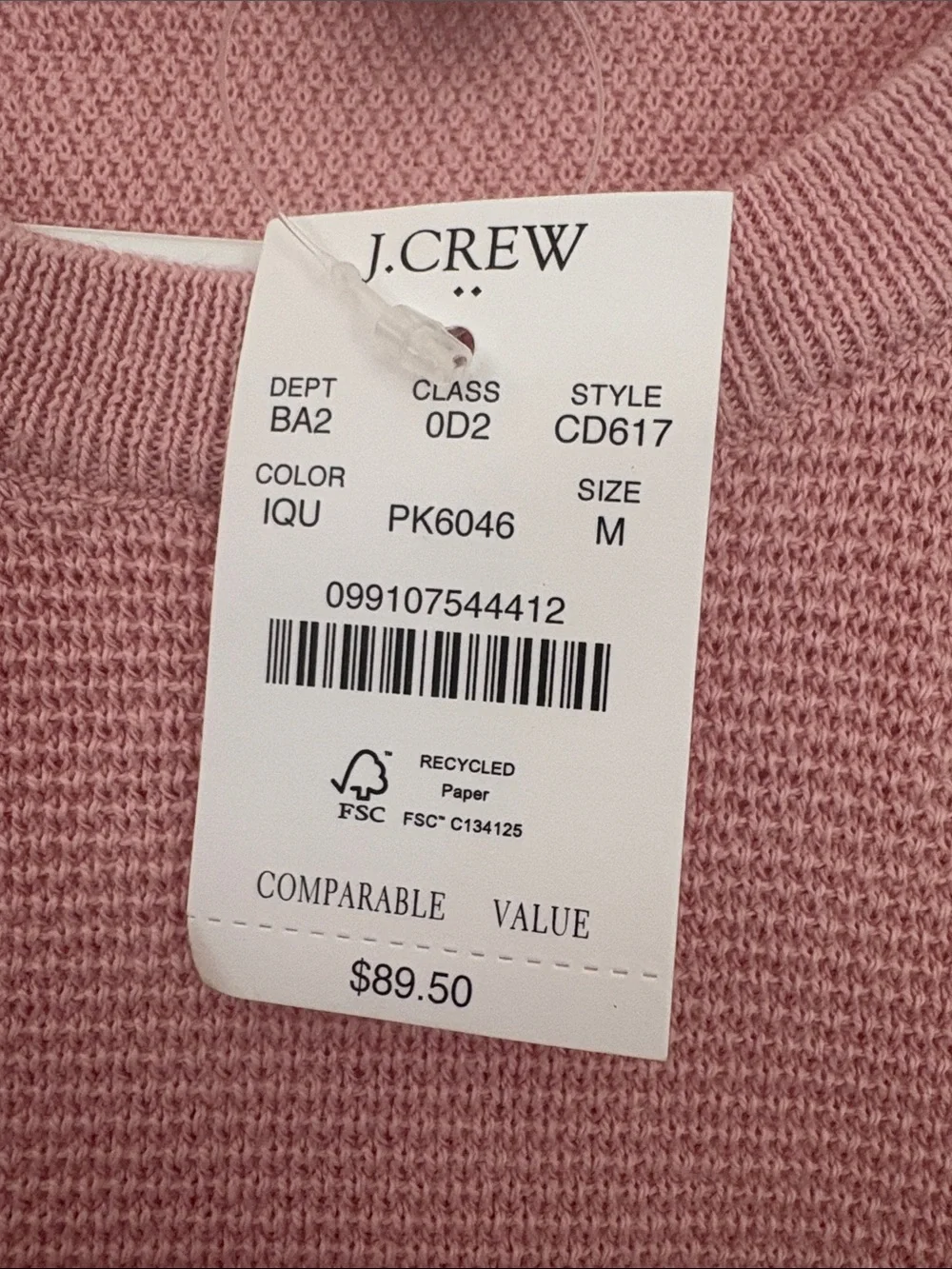 J. Crew Pink Crewneck Sweater - Textured Knit